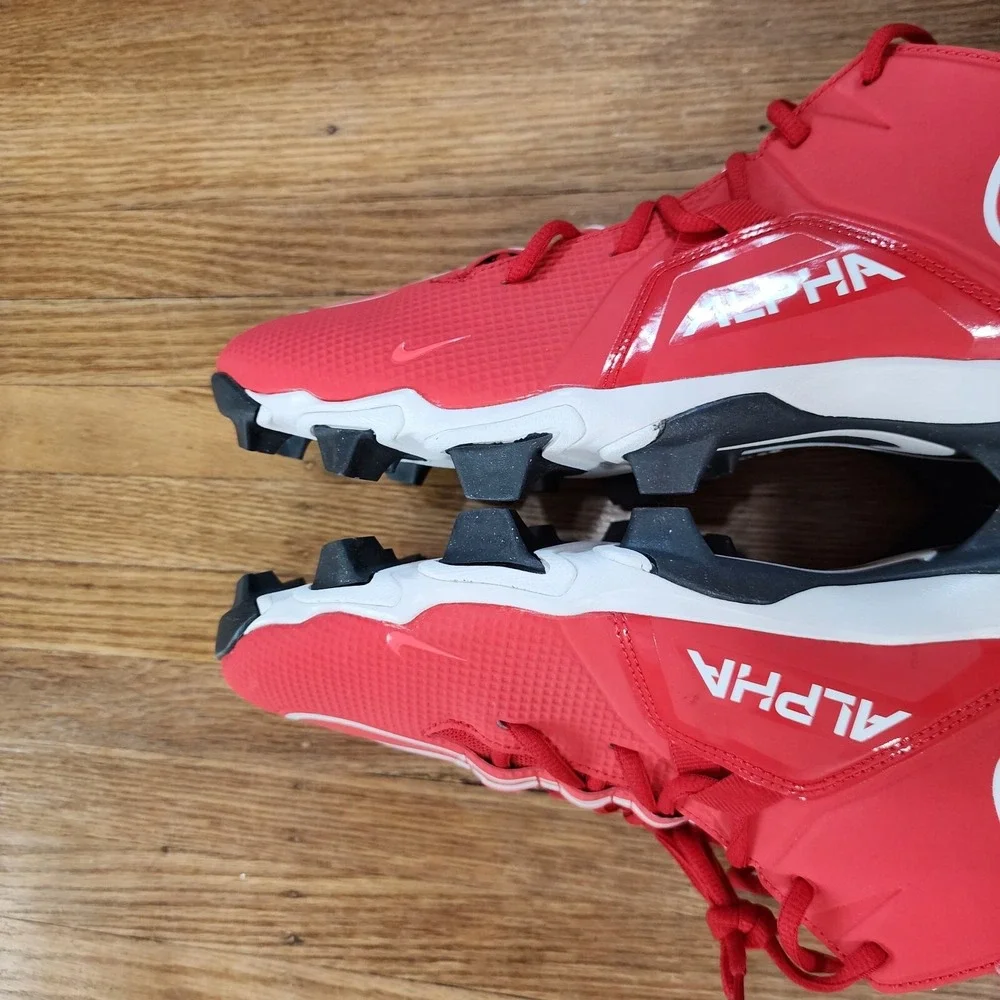 Nike Alpha Menace 3 Shark Mid Top Red Sneakers Football Cleats Mens Sz 16 NWOB